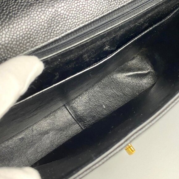 Authentic CHANEL CC Caviar Vertical Quilted Kelly Flap Bag Black Purse Handle - Picture 10 of 11